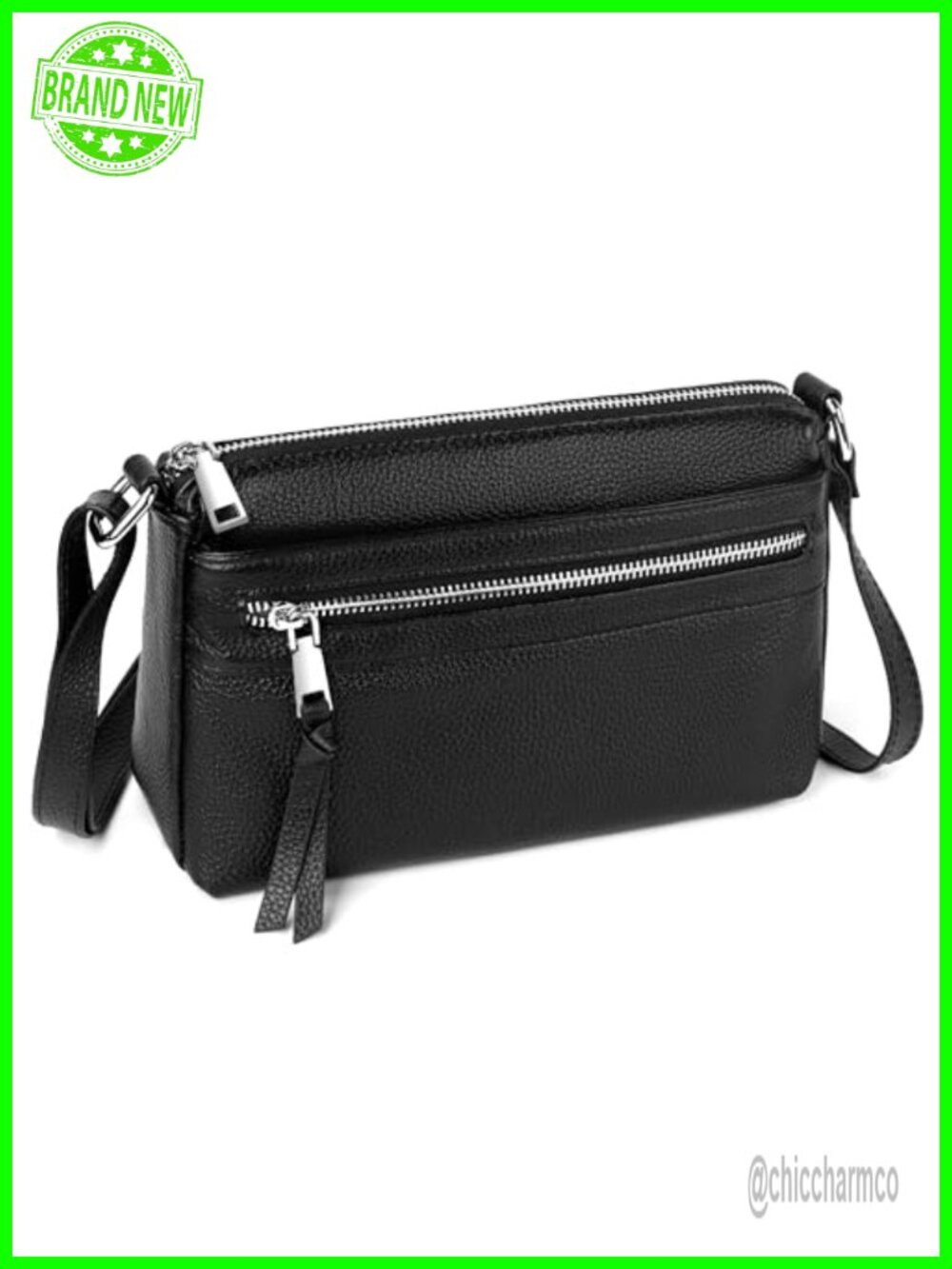 Genuine Leather Crossbody Purse Small Travel Bag RFID Zip Compartments